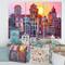 Designart - Street Scene In Old Town With Colorful Buildings - Mid-Century Modern Canvas Wall Art Print